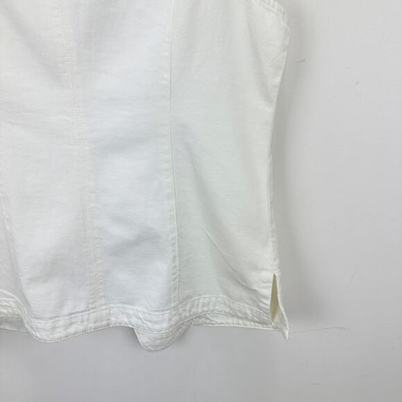 Madewell Denim High Crewneck Vest Tile White Minimalist Utility Pocket US 12 NWT - Picture 12 of 14